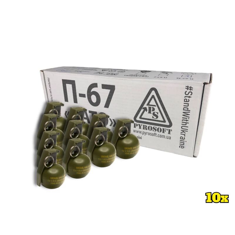 Pyrosoft Airsoft Hand Grenade P-67-G Nato (Peas - Pack of 10)