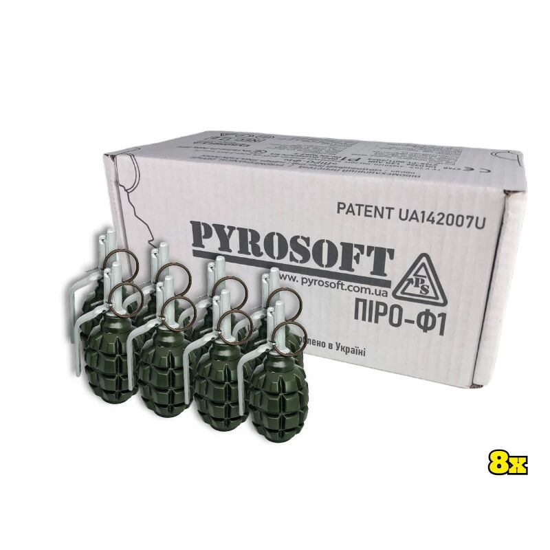 Pyrosoft Airsoft Hand Grenade PIRO-F1-G (Peas- Pack of 8)