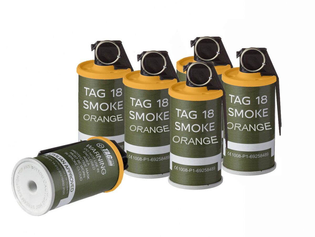 Tag Innovations TAG-18 Smoke White Orange Hand Grenade (Pack of 6)